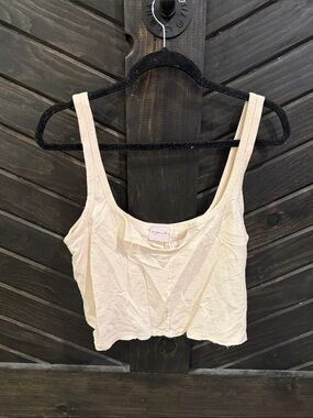 Urban Outfitters Cream Cropped Tank Top